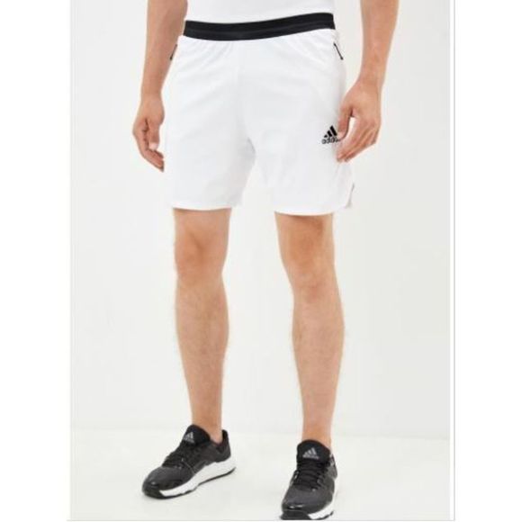 Adidas GL7308 Men’s Sz 2XL TRG Short H.RDY Zipped Pockets White Training $60 - Picture 1 of 2